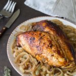 Roast Turkey Breast with Balsamic Caramelized Onions and Glazed Dried Cranberries
