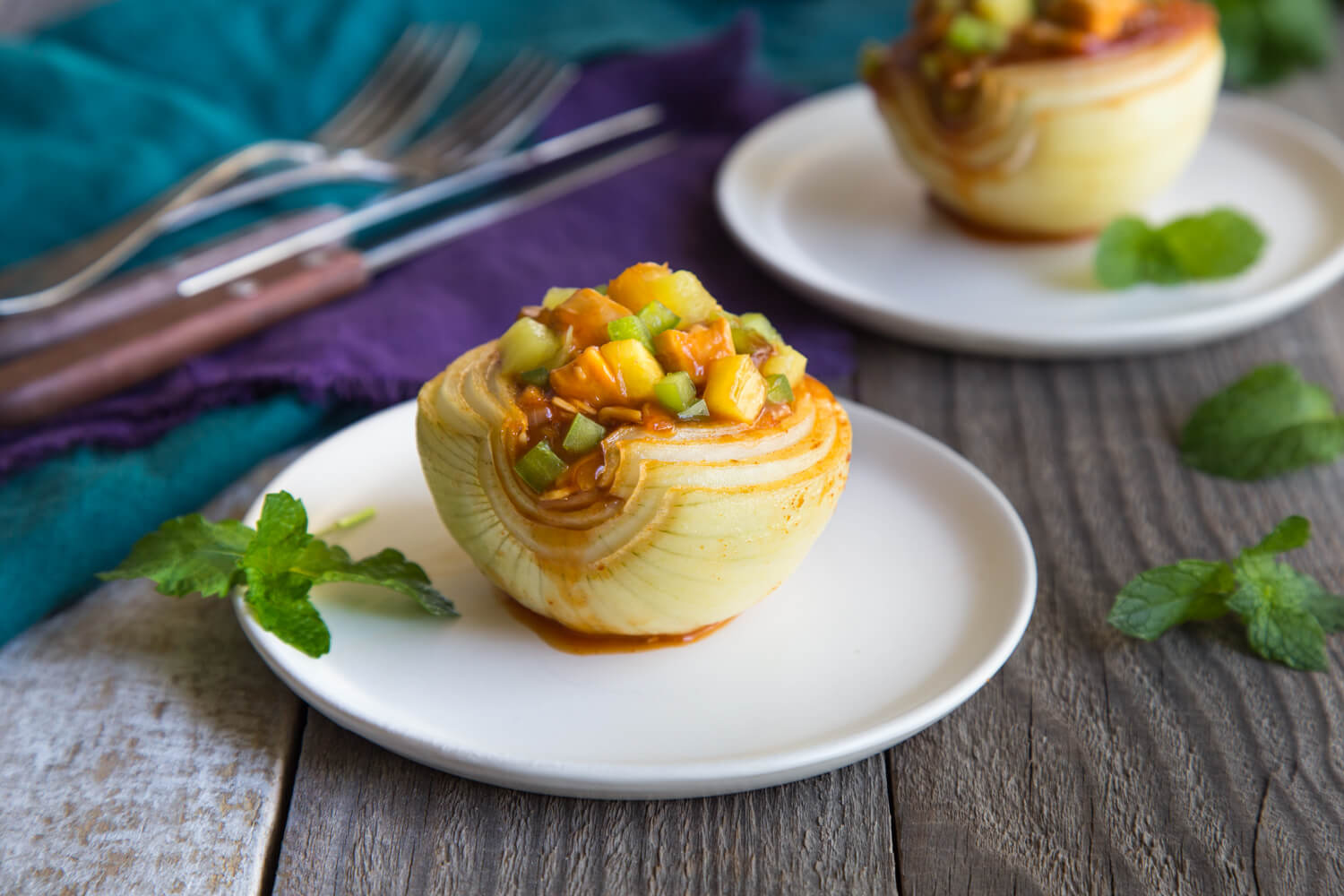 Sweet n Sour Teriyaki Chicken Stuffed Onion