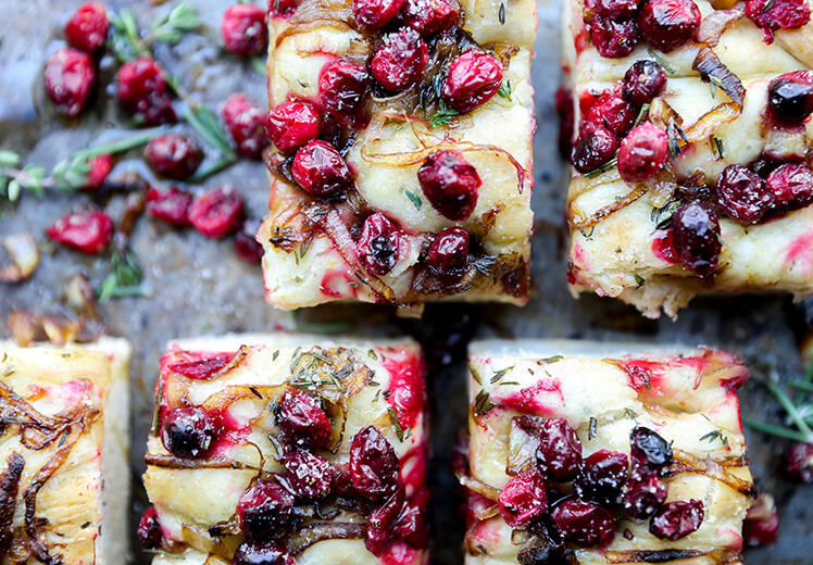 Cranberry, Caramelized Onion and Fresh Herb Focaccia