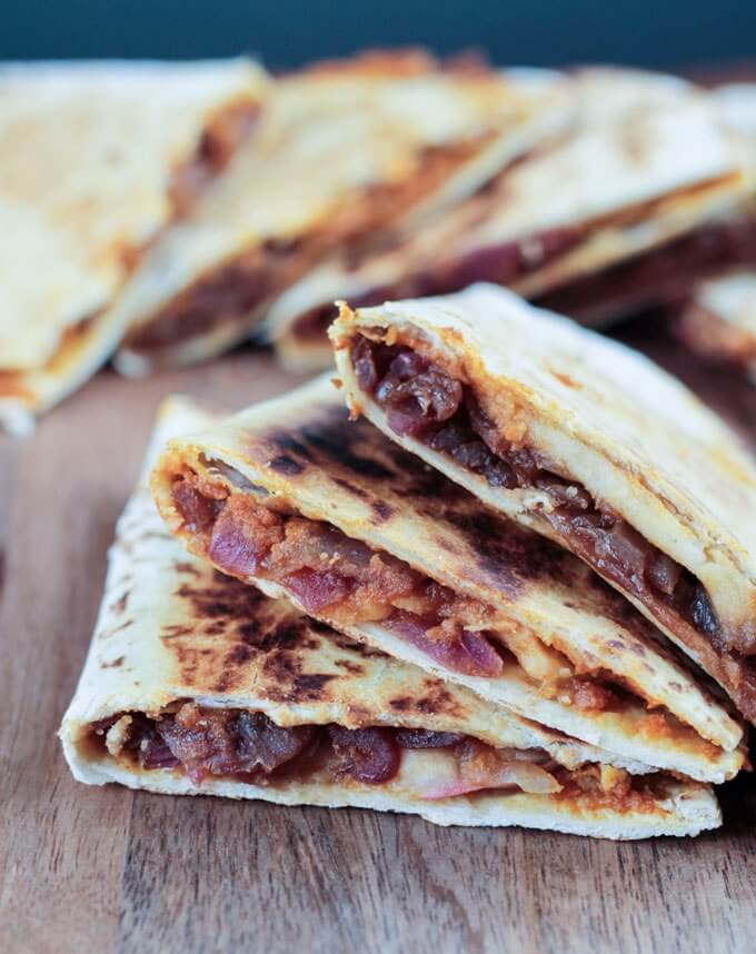 Pumpkin, Apple and Caramelized Onion Vegan Quesadilla 