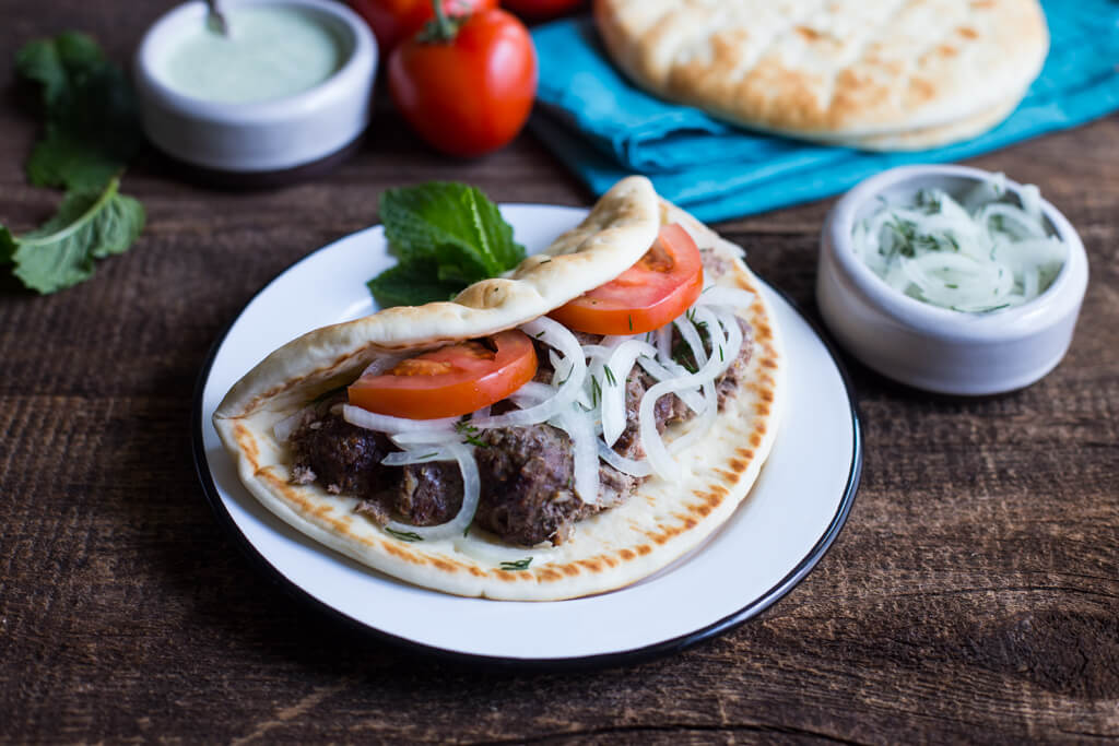 What a wonderful way to enjoy the taste of raw onions with this fabulous Grilled Beef Gyros with Marinated Onions dish. Easy to make and devour. #OnionsintheRaw