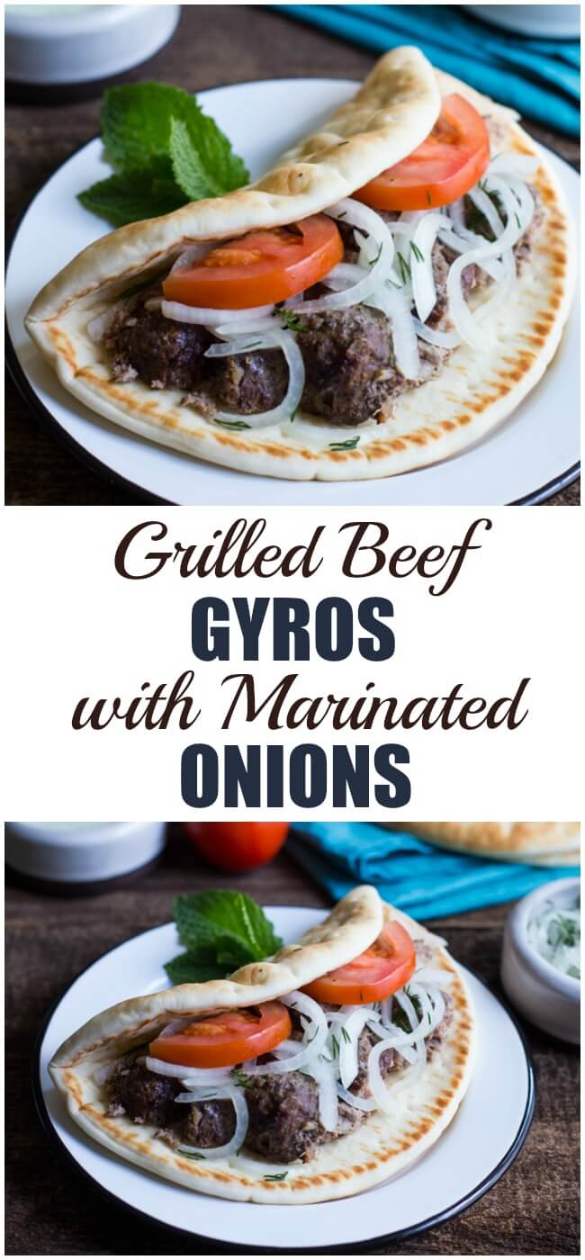 Onions in the Raw: Grilled Beef Gyros with Marinated Onion #OnionsintheRaw