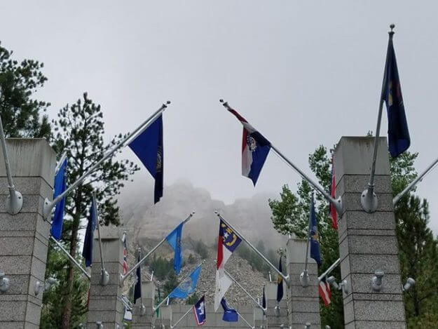 Mt. Rushmore, foggy, but memorable.