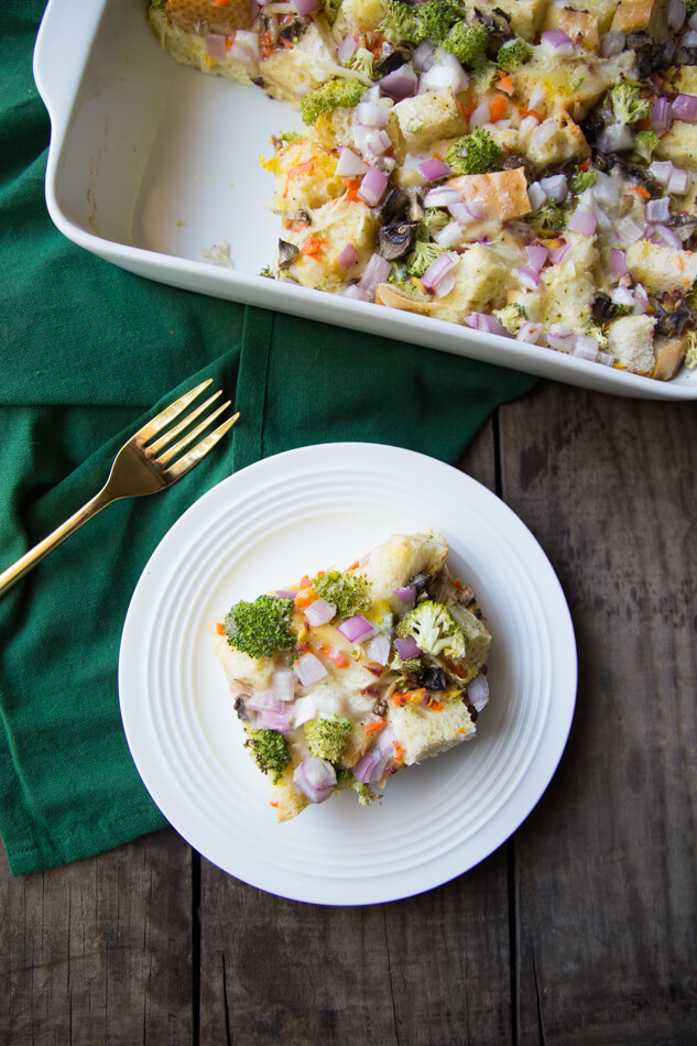 Vegetable Strata with Red Onions and Gruyere 