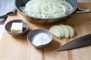 sliced onions for caramelizing
