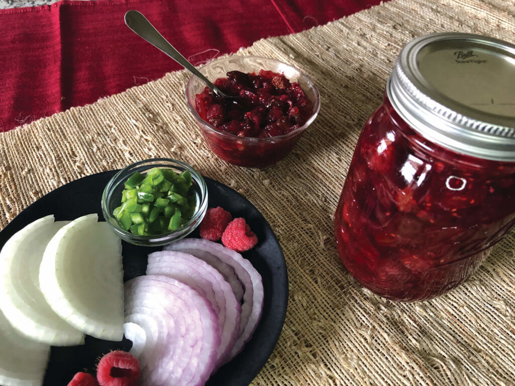Raspberry-Jalapeno Onion Chutney in a bowl