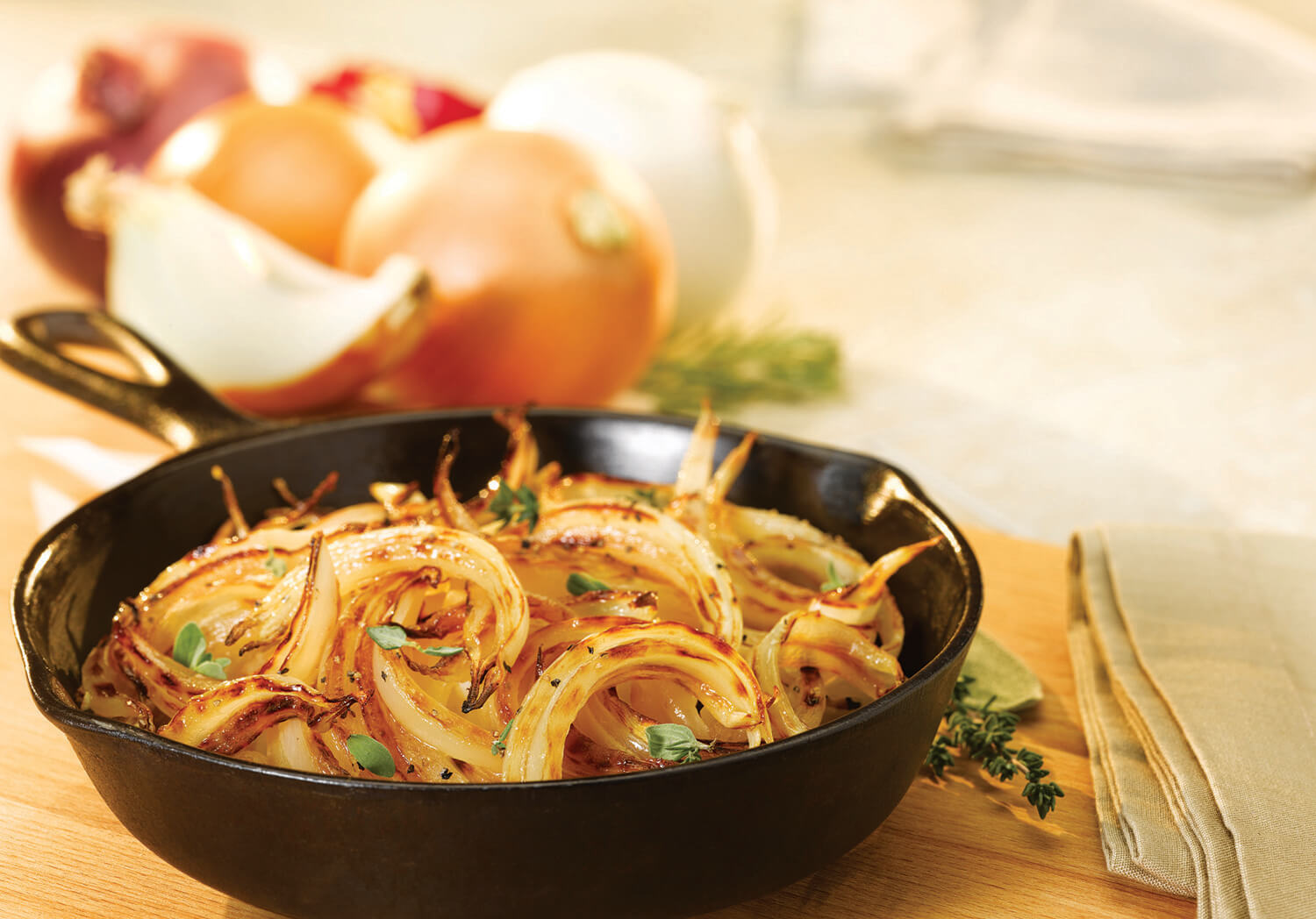 Caramelized onions in cast iron skillet