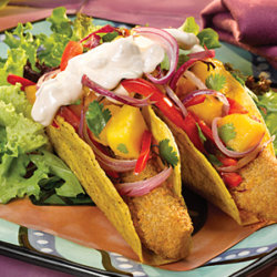 Baja Fish Tacos with Onion Mango Salsa National Onion Association