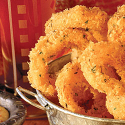 Crispy Microbrew Onion Rings with Three Dipping Sauces National Onion Association