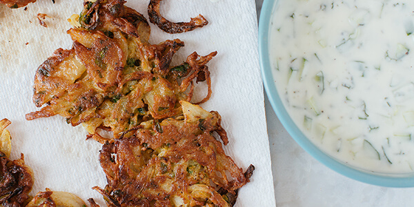 Curried Onion Fritters with Mint Raita National Onion Association