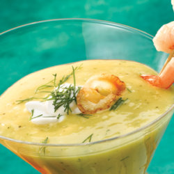 Chilled Mango-Caramelized Onion Soup with Shrimp National Onion Association