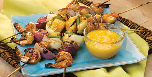 Teriyaki Grilled Skewers with Mango Dipping Sauce National Onion Association