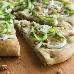 Pesto Onion Asparagus Flatbread