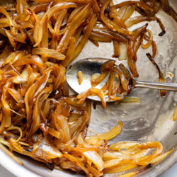 Caramelized onions in a pan