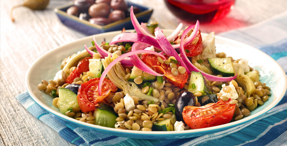 Lentil Salad with Marinated Onions, Roasted Tomatoes and Olives Notional Onion Association