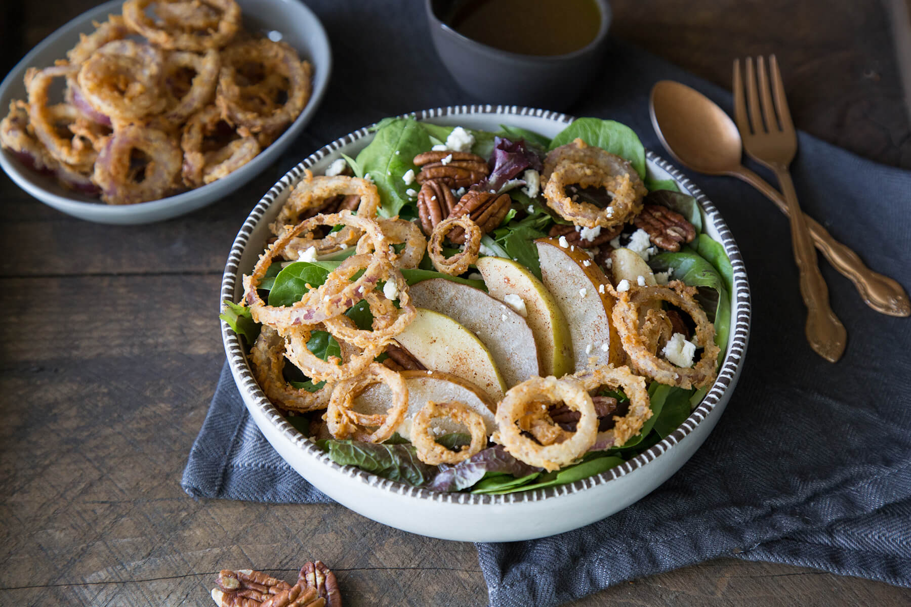Mixed Greens with Frizzled Onions
