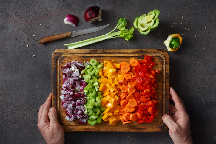 Plant-forward vegetables on a cutting board