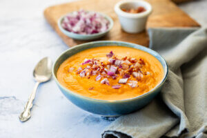 onion-sweet-potato-soup- on white background
