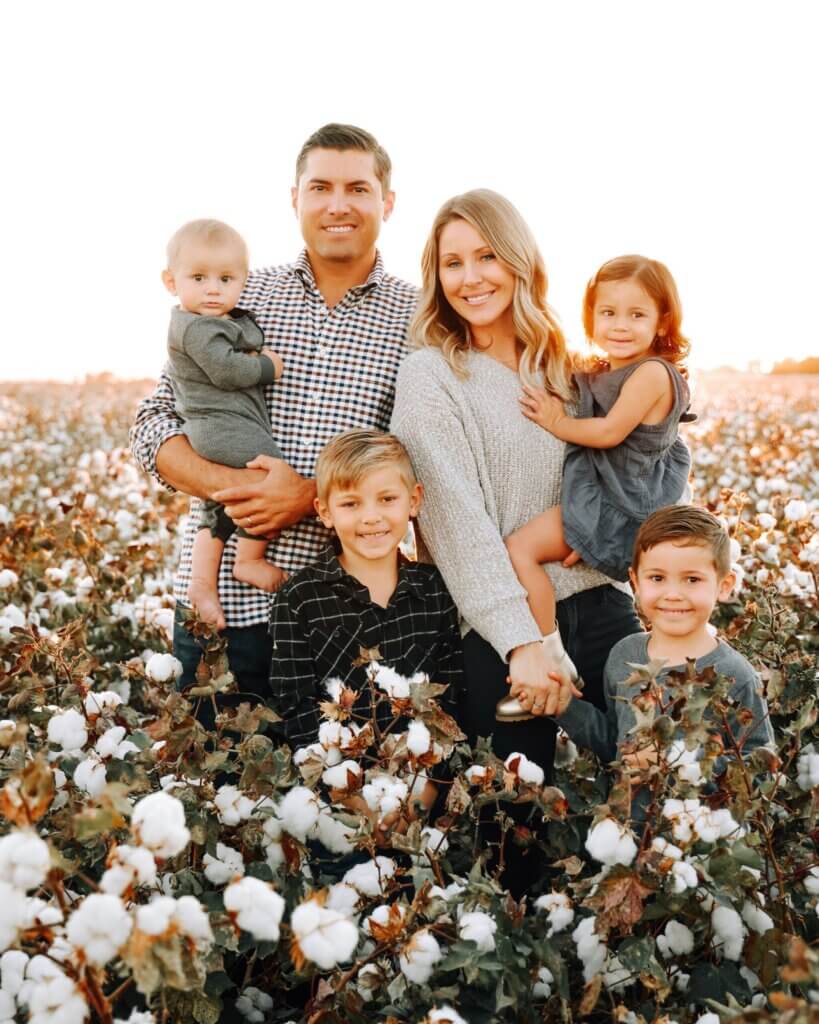 Jake and Jenna Mayfield with children.